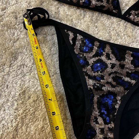 Sexy Forplay Leopard Sequin Triangle Bikini w/ Side Tie Bottom Swimwear … - Picture 6 of 13